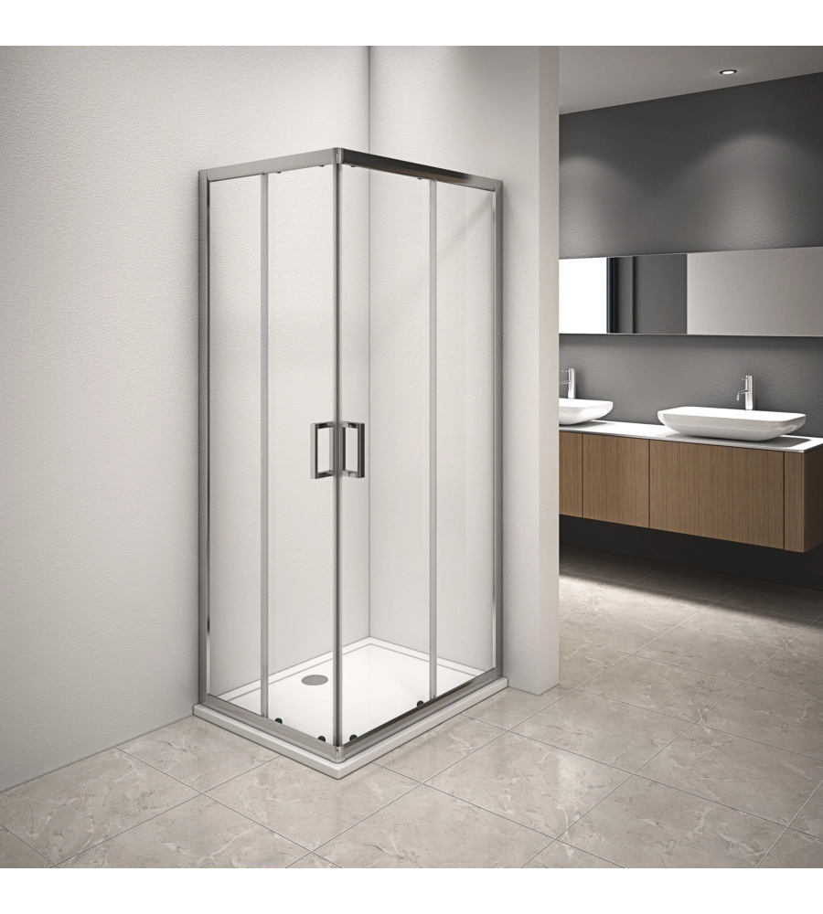 BOX DOCCIA ANGOLARE  CON VETRO TRASPARENTE, 70X90X185 CM